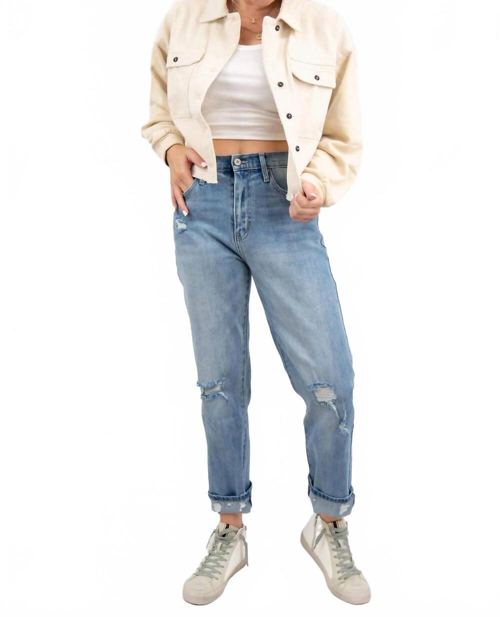 NEW FORE COLLECTION denim look cropped jacket in beige